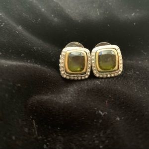 1/2’ long, 1/2 wide green stone earrings.